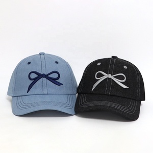 Casquettes de baseball décontractées en jean délavé vintage à 6 panneaux avec logo brodé personnalisé pour <span class=keywords><strong>femme</strong></span> – Vente en gros à prix réduit - Product Image 1