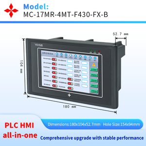 PLC HMI All-in-One con Schermo Touch <span class=keywords><strong>da</strong></span> 4,3 Pollici, Contatore ad Alta Velocità e Asse Integrati, Controllo Analogico AD <span class=keywords><strong>DA</strong></span> e Temperatura PT100 Tipo <span class=keywords><strong>K</strong></span> - Product Image 2