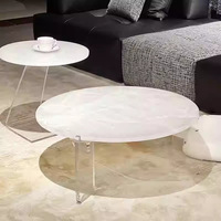 Huatuse DCT007 Luxuriöser Marmor-Holzrahmen Moderner Anpassbarer Leuchtender Weißer Eisjade-Couchtisch für Wohnzimmer