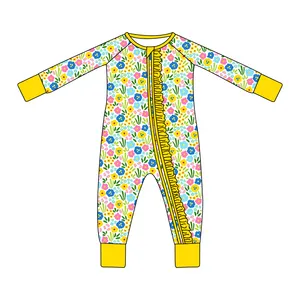 New Design Costom Bamboo Clothes Baby Toddler Pajamas Kid Romper 2 Way Zipper Sleeper Baby Clothes