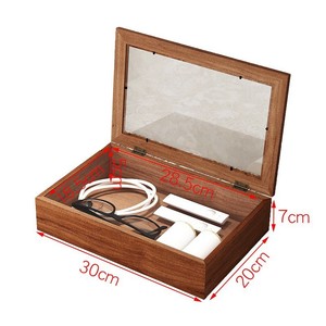 Solid Wood Flip Top Storage Box 18x12x7cm Jewelry Organizer Desktop Ornament Box Antique Style Wooden Box - Product Image 4