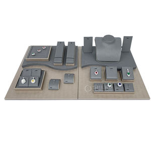 <b>Custom</b> Luxury Gray Microfiber Jewelry Showcase Set for Earrings Display <b>Ring</b> Necklace Jewelry Display Racks - Product Image 6