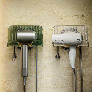 Soporte Minimalista para Secador de Pelo de Pared, Transparente, Blanco, Material de PC, Instalación sin Perforaciones, Estante de Almacenamiento para Baño, Rectangular - Product Image 4