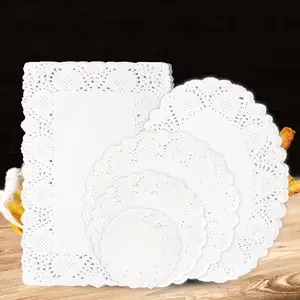 Yuvarlak dikdörtgen Oval beyaz kağıt dantel doilies gıda sınıfı Modern dekoratif Placemats