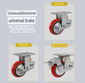 Industrial Hot Sale <span class=keywords><strong>Red</strong></span> Pu Räder Eisen und PP Core Polyurethan Caster 4/5/6/8 Zoll Industrie rollen - Product Image 2