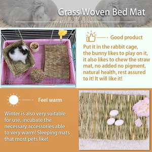 Kleintier-Matte mit festem Muster: Hasenbett, Nest, Kauspielzeug für Meerschweinchen, Papageien, Kaninchen, <span class=keywords><strong>Hamster</strong></span> & Ratten – Gewebte Grasmatte - Product Image 5