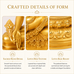 Statue <span class=keywords><strong>de</strong></span> <span class=keywords><strong>Bouddha</strong></span> Médicinal Religieuse Faite à la Main en Laiton Doré, Sculpture Bouddhiste sur Socle Lotus, Décoration pour Maison, <span class=keywords><strong>Jardin</strong></span>, Cour, Prière - Product Image 6