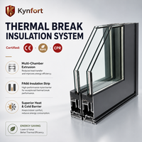 Profil de fenêtre en aluminium à rupture de pont thermique, à économie d'énergie, avec verre isolant et conception multi-chambres