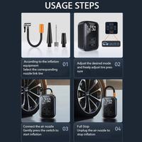 Gonfleur de pneus numérique sans fil portable avec cylindre en plastique, écran complet et lumière d'urgence pour gonfler pneus et ballons en extérieur