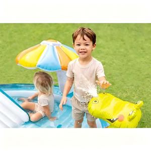 Inflatable Round Eco-Friendly PVC Water Play Center Kids Slide & Sprinkler <b>Pool</b> Outdoor Backyard Summer Toy - Product Image 3