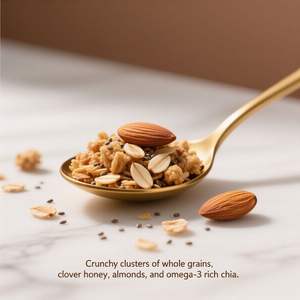 Small Batch Custom Organic Honey Almond Granola with Chia Seeds | <strong>Gluten</strong> <strong>Free</strong>, 15g Whole Grains &amp; 3g Protein Per Serving - Product Image 2