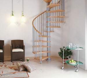 Escalera Espiral Personalizada que Ahorra Espacio, <span class=keywords><strong>Escaleras</strong></span> Espirales Prefabricadas de Metal y Madera <span class=keywords><strong>para</strong></span> Áticos, Pequeñas Villas e <span class=keywords><strong>Interiores</strong></span> - Product Image 2