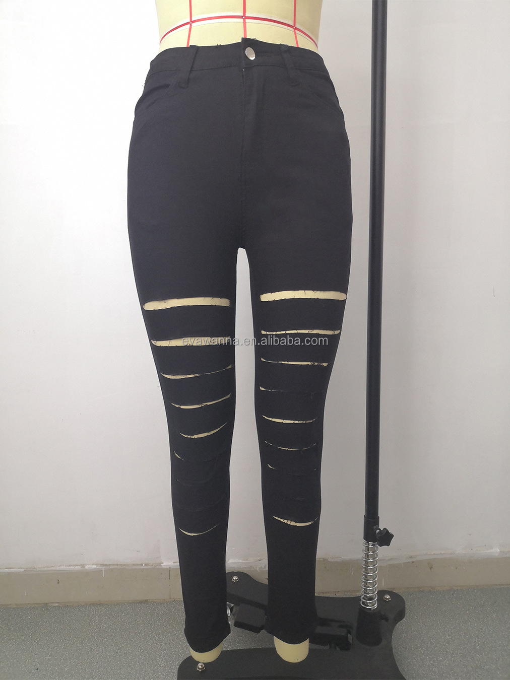 jean high heels jeans sexy woman hole elastic denim ripped stretch sheath pencil pants