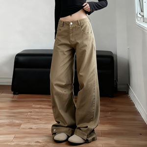 Jean cargo vintage déchiré style urbain pour femme, coupe slim, patchwork, décontracté et tendance - Product Image 2