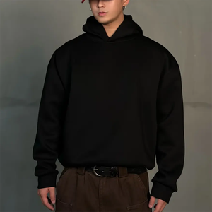 Sweat à capuche surdimensionné OEM pour garçons, pull sans cordon de serrage, poche latérale, tissu respirant, sweat à capuche lisse, 500 g/m², sweat à capuche lourd - Product Image 3