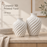 Vase à fleurs en céramique moderne Jossin avec texture spirale, blanc cassé, style imprimé en 3D pour la décoration intérieure nordique, décoration de salon