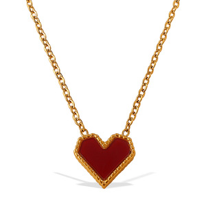 Collar de Acero de Titanio con Corazón Acrílico Rojo Chapado en Oro de 18K para Mujer, Joyería Minimalista con Corazón para la Clavícula - Product Image 2