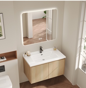 Bathroom Vanities | Moisture-Resistant | Single/Double Basins Lacquered Finish LED Customizable Wall-<b>Mounted</b> - Product Image 6