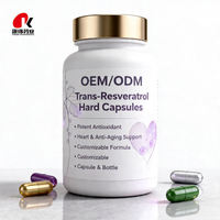 Capsules de Resvératrol Trans 500mg, 98% d'extrait de racine de Polygonum japonais de haute pureté, certifié GMP, HALAL, Casher, OEM, complément alimentaire