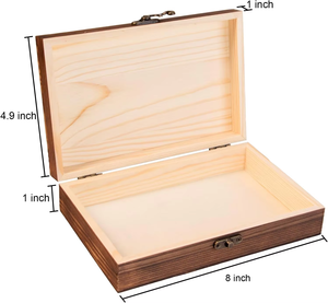 Caisse en bois naturel à charnières de 7,8 x 5,1 x 1,96 pouces - Boîte de rangement multifonctionnelle de luxe <span class=keywords><strong>pour</strong></span> bijoux et souvenirs - Product Image 2
