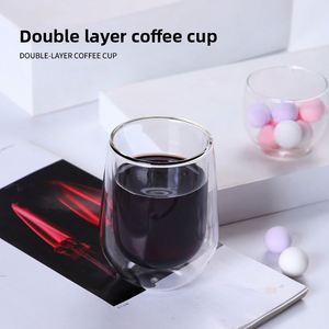 Tasse en verre à double paroi colorée, tasse à lait pour le petit-déjeuner, tasse à double couche isolante, élégante et petite - Product Image 2