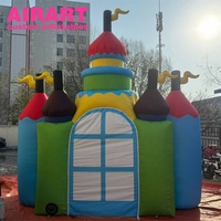 Entrada Mágica para Eventos Infantiles, Arco de Castillo Inflable Personalizado con Diseño de Arcoíris, Túnel Inflable de Castillo