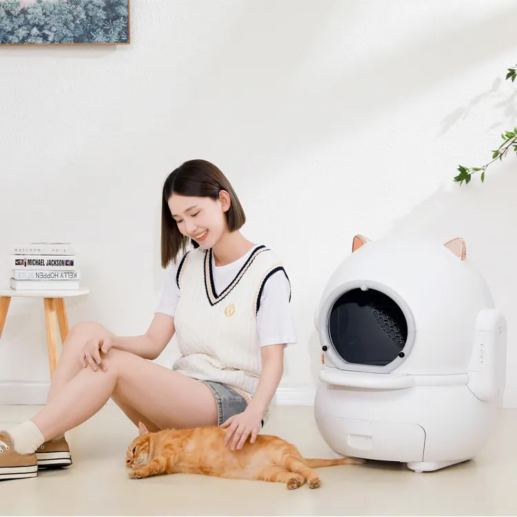 Mobília vaso sanitário automático portátil, grande, inteligente, auto limpeza inteligente, caixa de sujeira de gato