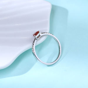 Anillo de Compromiso de Lujo Personalizado en Oro Blanco de 18K con Zafiro Naranja Corte Pera, para Boda, Aniversario, San Valentín, Chapado en Rodio - Product Image 5
