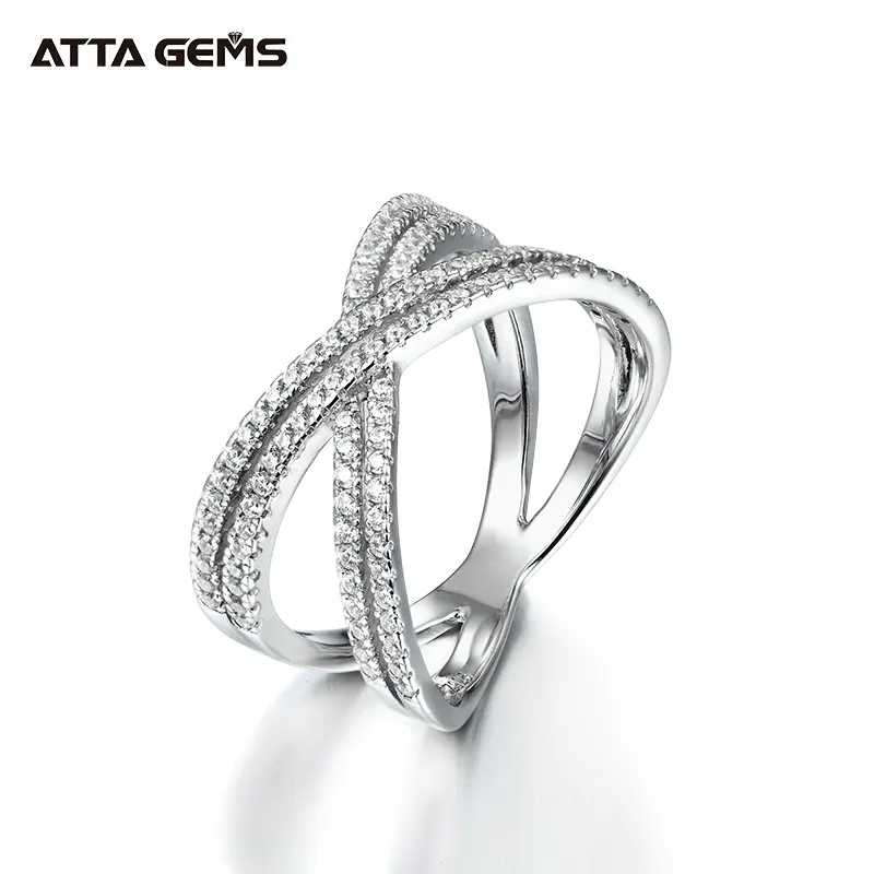 Кубический Цирконий 925 стерлингового серебра ювелирные изделия чехол х-образной формы с палец кольцо с бриллиантом крест-накрест кольцо для помолвки, свадьбы