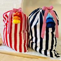 Sac d'emballage à cordon pour décoration de Noël Sac de rangement à cordon de serrage à rayures Sac à bonbons de Noël Sublimation en toile Sacs Père Noël