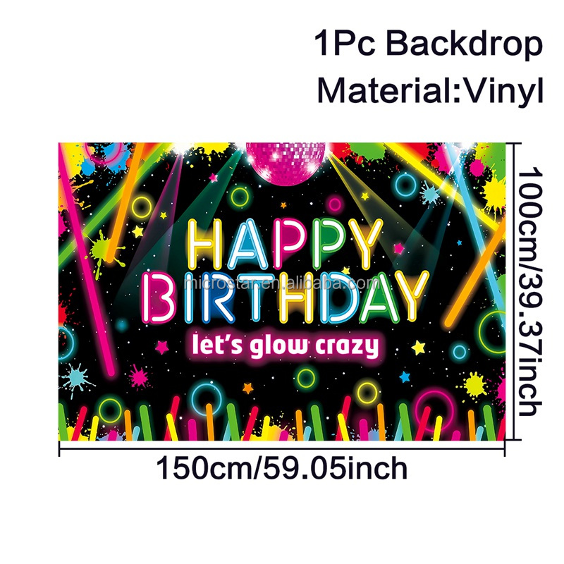 Neon Happy Birthday Hintergrund – 1,5 X 0,9 M, Fotohintergrund Für Partys, Graffiti-Design