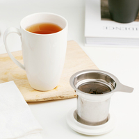 Tasse à thé en céramique en porcelaine moderne personnalisée de 450 ml, tasses à café, cadeau promotionnel, infuseur avec couvercle, tasse à thé/café en feuilles détachées, vaisselle sûre