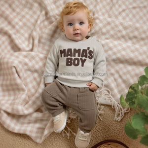 Conjunto de Ropa Casual para Bebés y Niños Pequeños, Sudadera y Pantalones con Letras MAMAS BOY en Viscosa, Diseño Personalizado de Fábrica Moq - Product Image 1