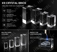 HBL 505080 Cube en cristal personnalisable pour gravure laser 3D, supports vierges pour sublimation, presse-papiers en cristal, cube en cristal photo DIY