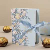 Boîte cadeau florale en forme de livre avec nœud en ruban, faite à la main, pour bonbons, chocolats, emballage de mariage, fête, vacances