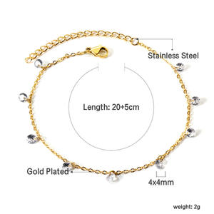 <span class=keywords><strong>Bracelet</strong></span> de <span class=keywords><strong>cheville</strong></span> pendentif en cristal minimaliste en acier inoxydable plaqué <span class=keywords><strong>or</strong></span> 18 carats placage IP bracelets de <span class=keywords><strong>cheville</strong></span> à breloque en pierre colorée - Product Image 3