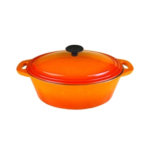 จา<span class=keywords><strong>น</strong></span>หม้อเหล็กหล่อเคลือบสีส้มเปลวไฟหม้อซุปเหล็กหล่อเคลือบไม่ติด - Product Image 4