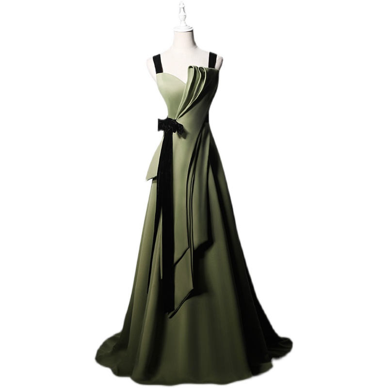 Green Dress with Black Belt - Black Tie Elegant Style