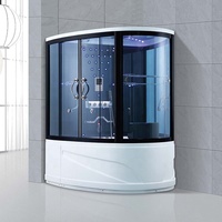 Cabine de douche vapeur avec cadre en acier inoxydable, grand sauna spa avec porte coulissante pour salle de bain