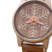 Boîtier en bambou Ruirui, montre en bois simple et élégante, ingéniosité, flocon de neige sculpté convexe et concave, mouvement à quartz pour aiguilles, 3 ATM