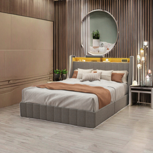 Letto matrimoniale XDS Luxury Furniture con contenitore, imbottito in tessuto trapuntato moderno, con struttura in metallo. - Product Image 3