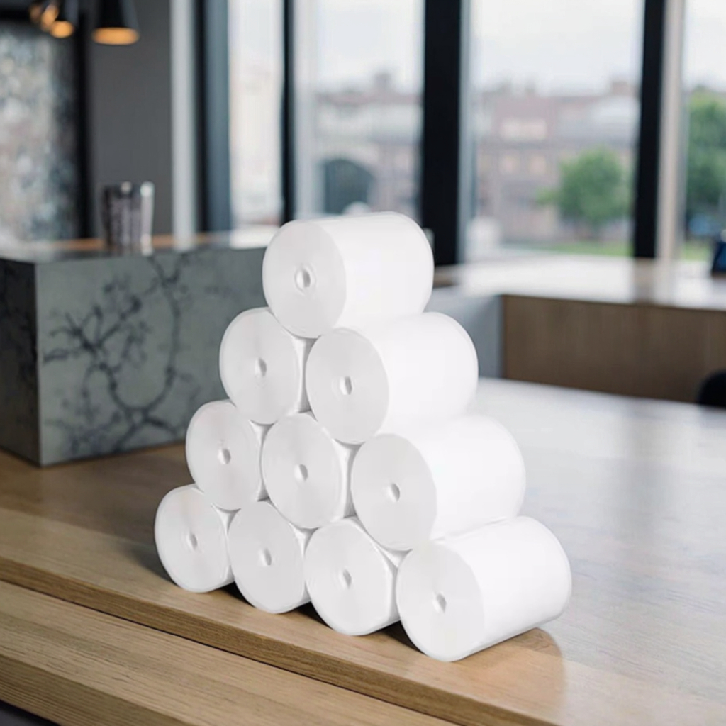 Jiawen 80/80 Coreless Thermal Paper Roll Cash Register Paper Compatible with ATM POS Fax Machines