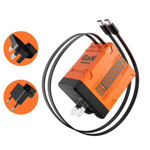 2-in-1 Einziehbares GaN-Wandladegerät mit Doppelkabeln, Schnellladung 45W Einziehbares Telefonladegerät Wandstecker mit 2 Ladekabeln - Product Image 3