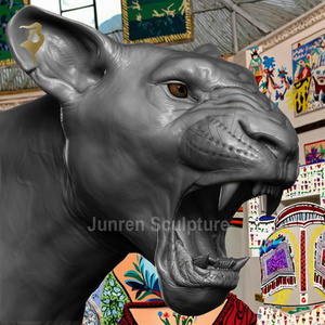 Arte moderna in metallo astratto <span class=keywords><strong>animale</strong></span> geometrico sdraiato <span class=keywords><strong>pantera</strong></span> scultura a grandezza naturale giardino bronzo leopardo statua per la vendita - Product Image 2