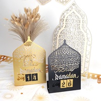 Ramadan Table Home Decor Décoration musulmane Fête islamique Métal Eid Mubarak Ramadan Compte à rebours Calendrier