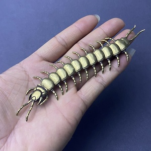 Colore bronzo millepiedi in miniatura scultura in metallo regali Pet insetto in rame giocabile 3D snodabile movimento millepiedi scultura - Product Image 6