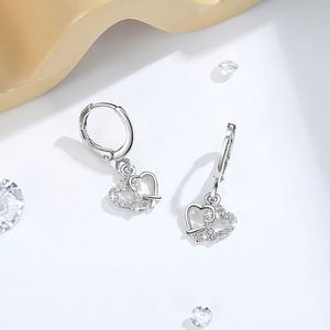 Boucles d'oreilles pendantes en zircon cristal de luxe pour femmes, couleur or, cercle creux géométrique, bijoux de mariage - Product Image 3