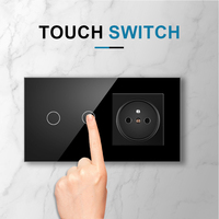 NOVSKI Prise murale Schuko à interrupteur tactile anti-effraction en verre, conforme aux normes européennes, pour usage industriel et hospitalier
