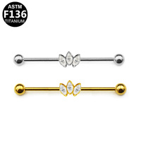 Boucles d'oreilles classiques en titane ASTM-F136 G23 pour piercing industriel, bijoux fantaisie en titane, vente en gros, avec zircon pour mariage