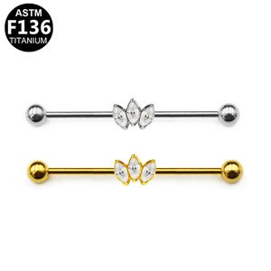 Pendientes de Titanio ASTM-F136 G23 Getta, Joyería de Moda al por Mayor, Barra Industrial de Titanio para Perforación de <span class=keywords><strong>Oreja</strong></span>, Pendientes Clásicos de Circonita para Boda - Product Image 2